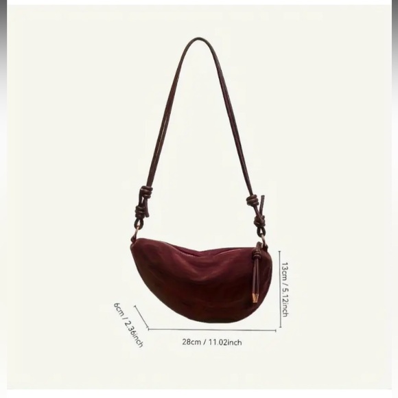 Elegant Burgundy Suede Shoulder Bag - Picture 4 of 4
